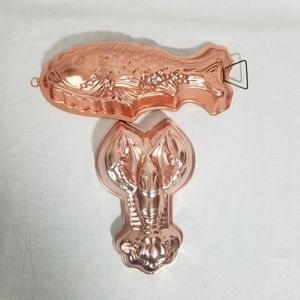 VTG fish & Lobster tin jello molds